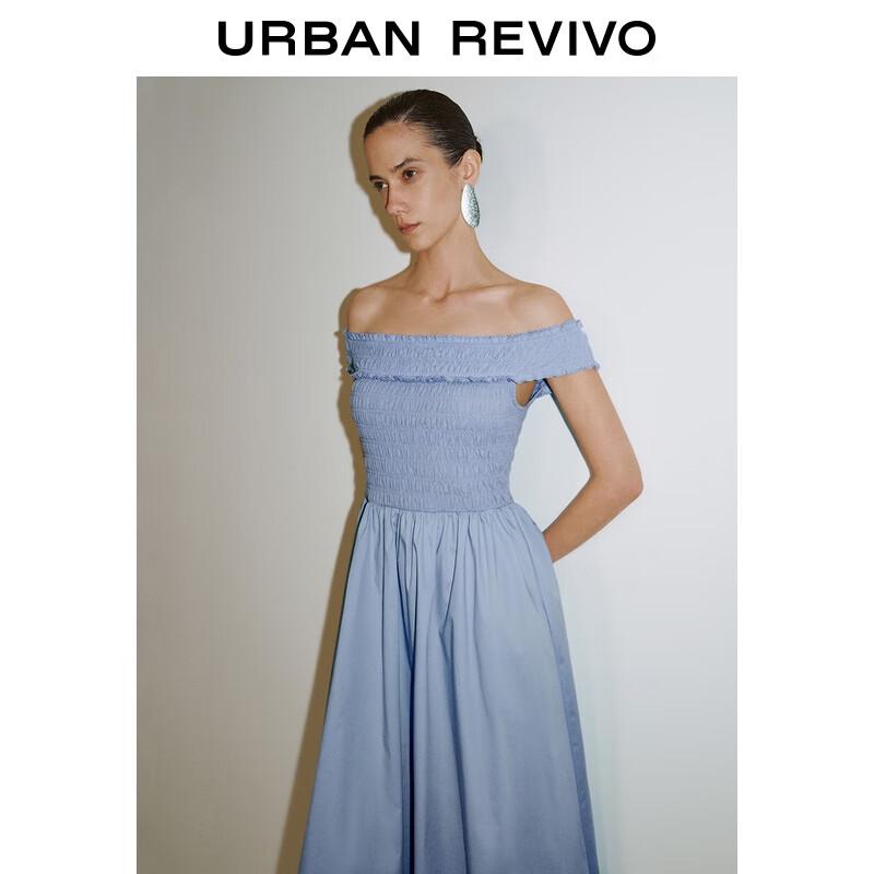 

UR Women s French Off-Shoulder Smocked A-Line Midi Dress L