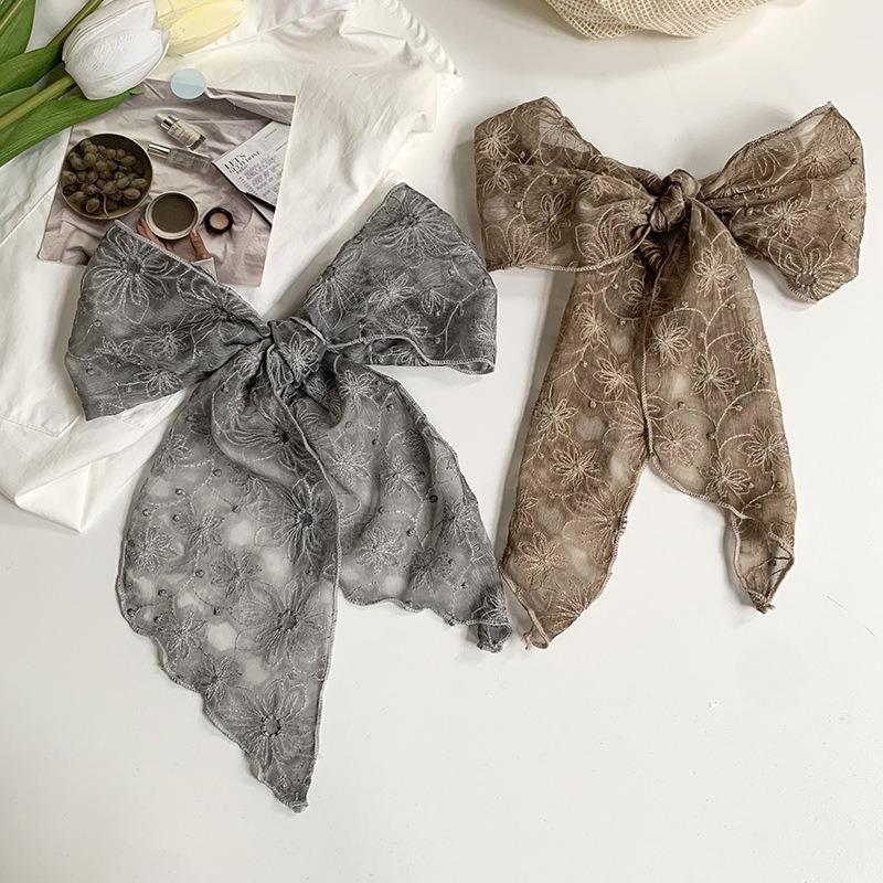 Lace Silk Scarf New Literary Embroidery Silk Scarf High Sense Temperament Small Scarf Headscarf Summer Women Pastoral Headband Hair Accessories
