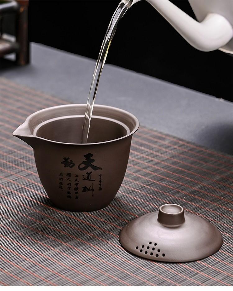 1 set Set Teiera e Tazze da Tè Portatile ZhiSha con Kit da Viaggio Set da Tè Kung Fu Teiere Ceramiche da Esterno Set da Tè Cinese Gaiwan Portatile