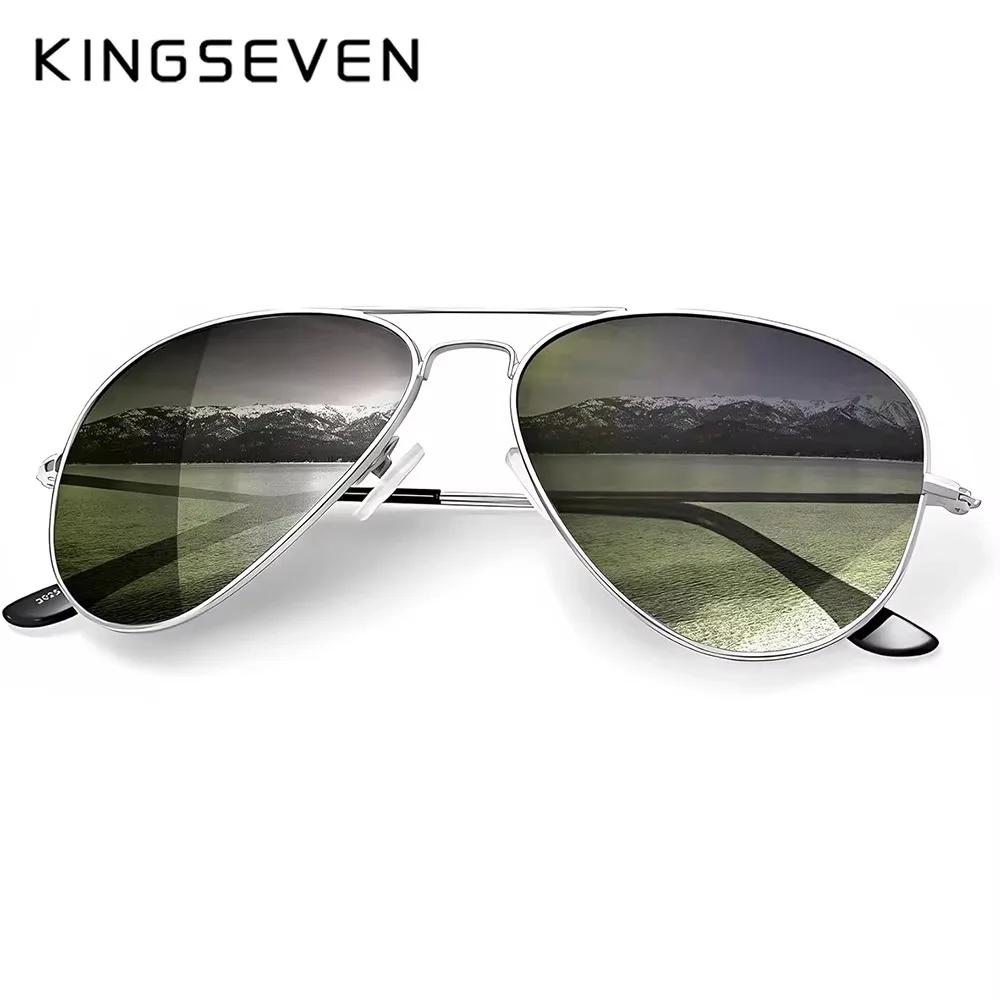 KINGSEVEN New Fashion Men‘s Sunglasses Polarized UV400 Mirror Gradient Lens Pilot Frame Glasses Women Retro Luxury Eyewear