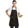 12 pcs/pack Unisex Black Apron with 2 front pockets, machine washable, used in the kitchen to make barbecue
