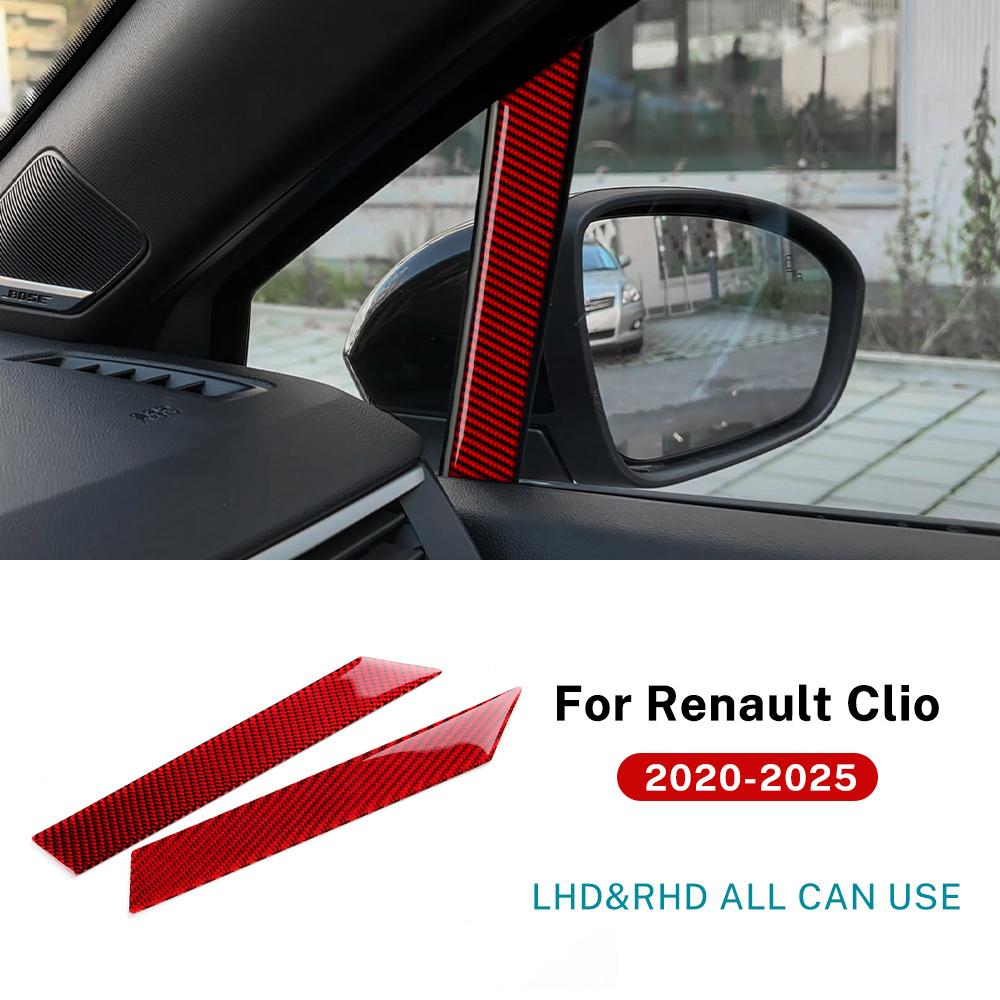 

For Renault Clio 5 MK5 2020 2021 2022 2023 2024 2025 Real Soft Carbon Fiber Sticker LHD RHD Car A-pillar Decor Strip Trim