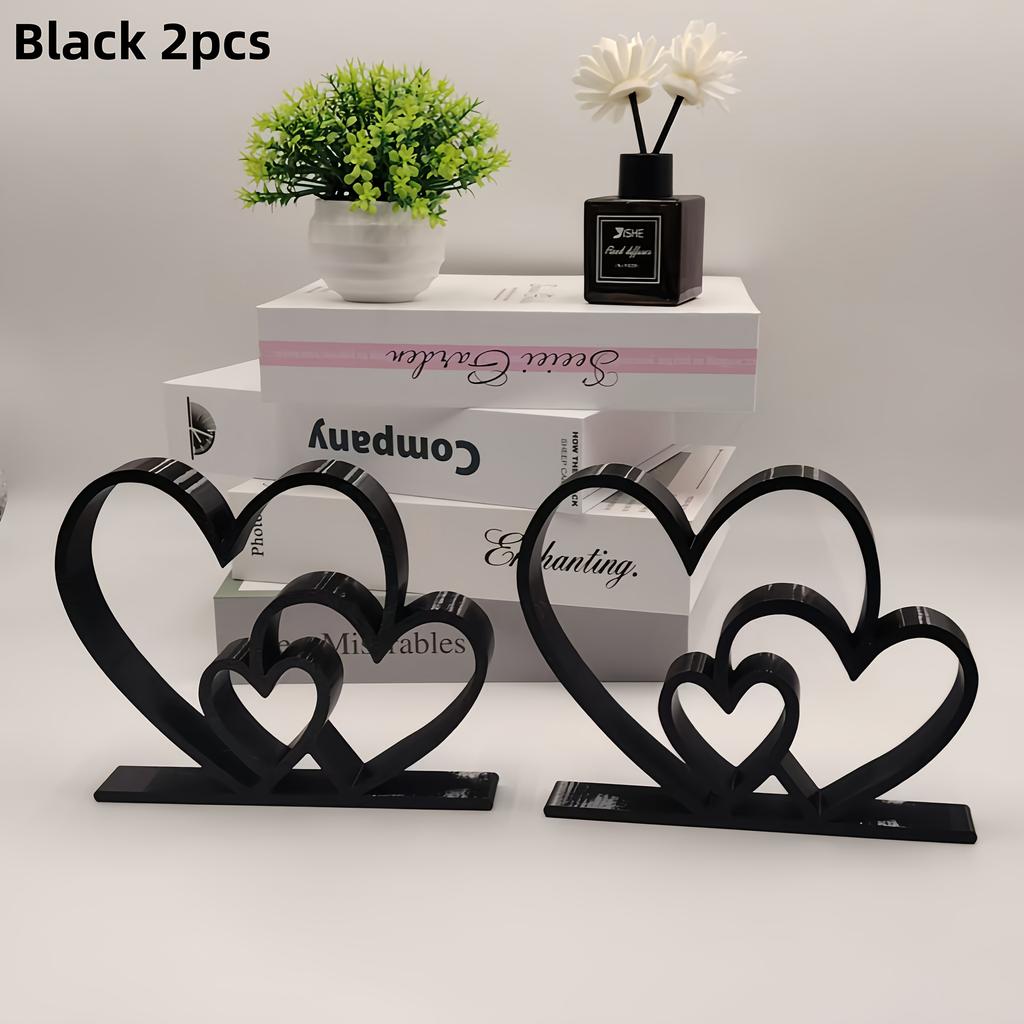 2pcs Romantic Couple Statues - Minimalist Heart-Shaped Matching Figures, Plastic Love Sculptures Suitable for Home Decor, Wedding, Anniversary Gifts