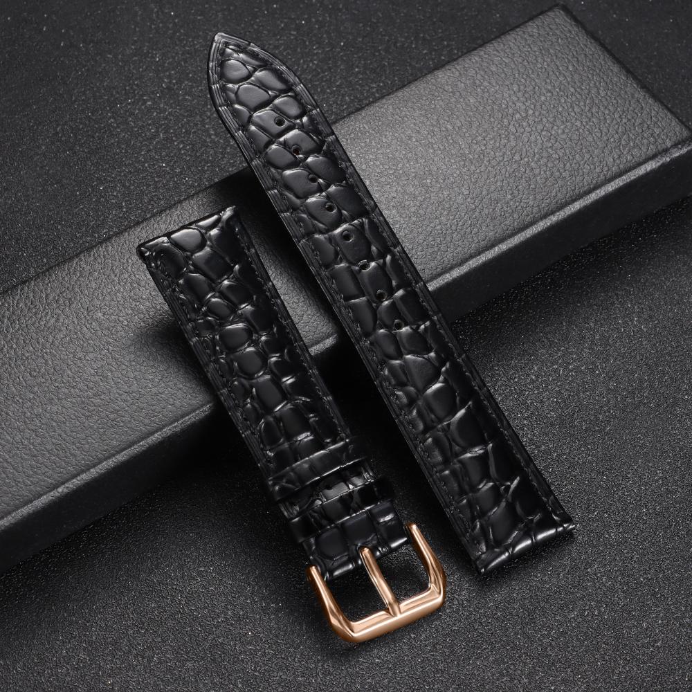 Crocodile Pattern Design Leather Watchband 12/14/16/17/18/19/20/21/22/24mm Soft Watch Straps Men Women Casual Business Wristband