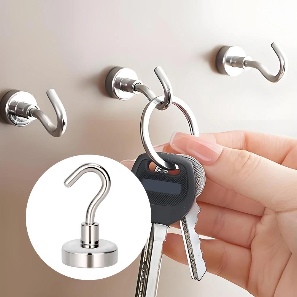 10 Stück Neodym-Magnethaken zur Wandmontage, extra starker Cruise-Haken, starke Magnethaken aus Metall für den Innen- und Außenbereich, Kühlschrank, Küche