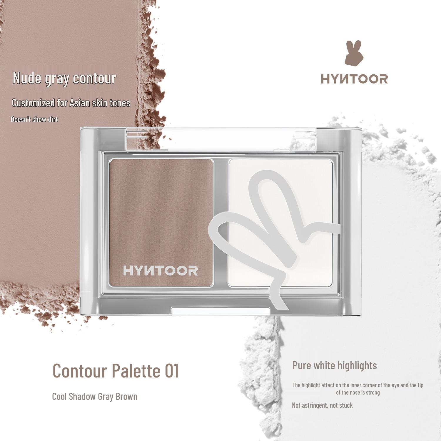 

HYNTOOR Black Rabbit Two-Color Eyeshadow Palette: Matte, Satin, Shimmering Silver & Purple 3g