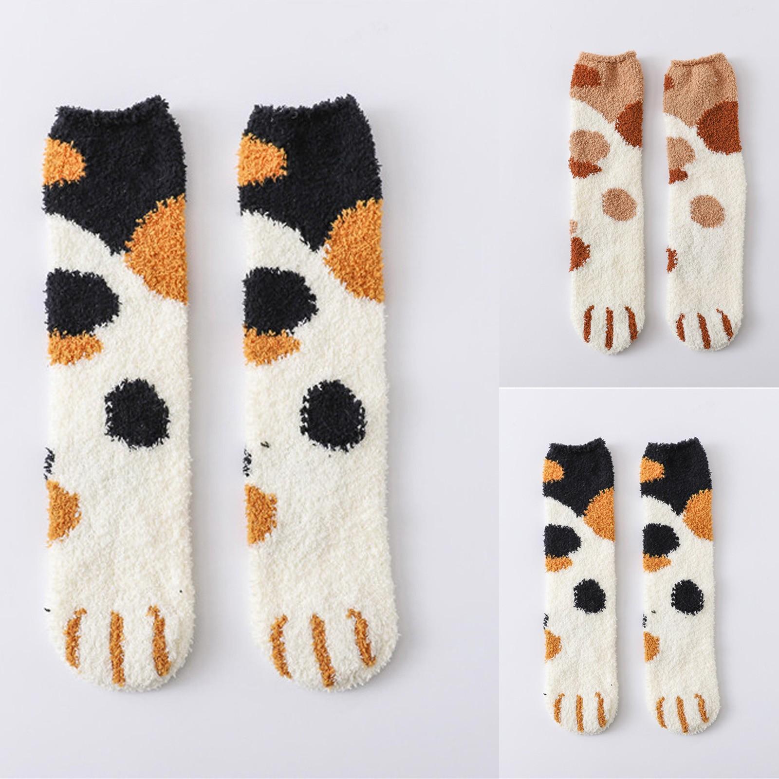 

Женские модные утолщенные чулки кораллового цвета с изображением кота, нечеткие средние носки, 2 пары