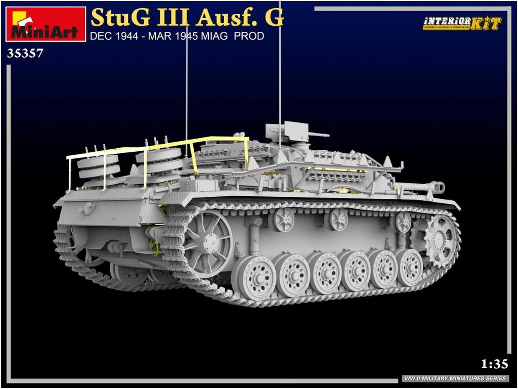 MiniArt Scale German III December 1944 March Full Interior Plastic Model MA35357 1/35 Sturmgeschütz Ausf. G, - 1945, MIAG, Kit,