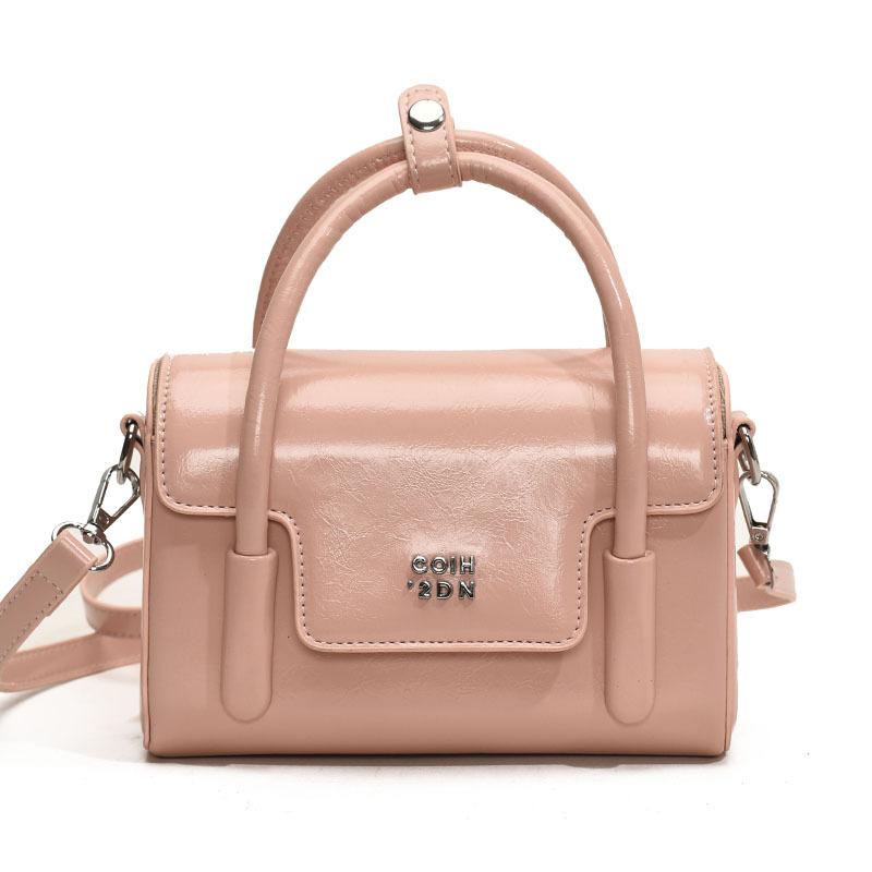 Niche Retro Portable Small Square Bag, Simple Oil Wax Leather, High-end Sense, Solid Color Single Shoulder Messenger Women's Bag