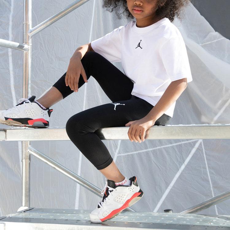 Jordan SS22 Logo Embroidered Sports Crew Neck Short Sleeve T-Shirt Kids Tops White JD2132042GS-001