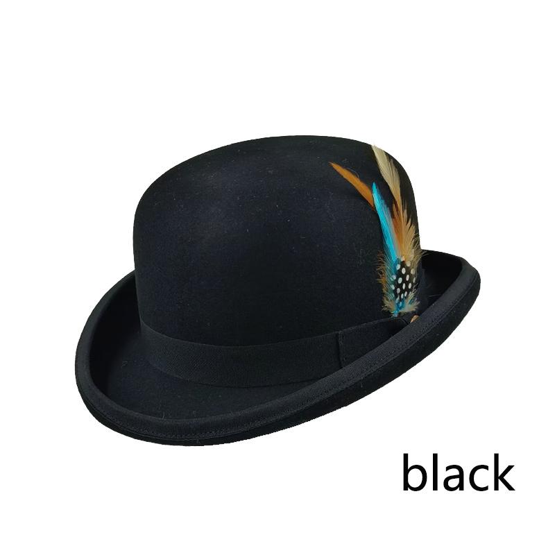 

Men top hat Wool Bowler Hat Derby Hat Autumn Winter Vintage British Style Jazz Cap Presidential Hat 11 cm high magician hat XL above 60