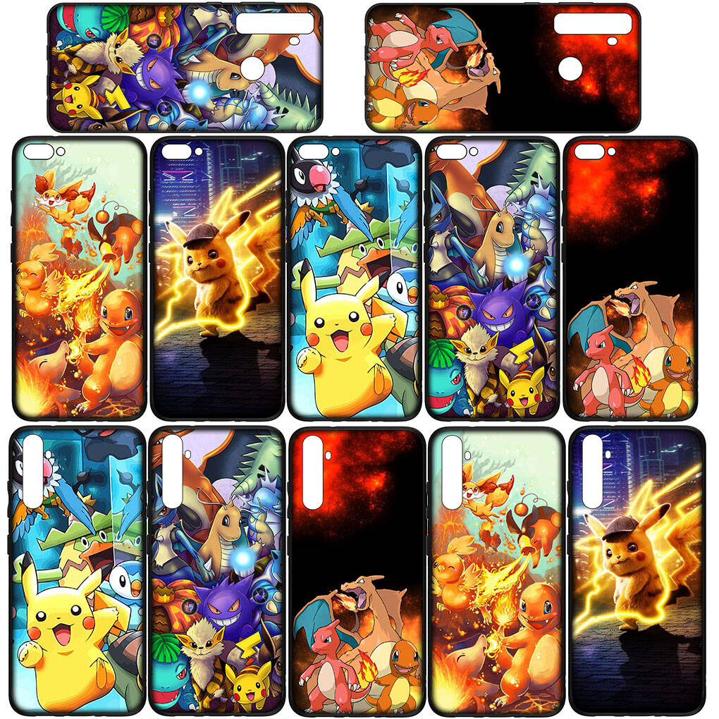 Cover for iPhone 17 16 15 Xiaomi Poco Redmi Note 14 13 12 Pro 16e Samsung Galaxy S25 S24 S23 OPPO Huawei Cartoon Charmander Pokemon Pikachu Phone Case