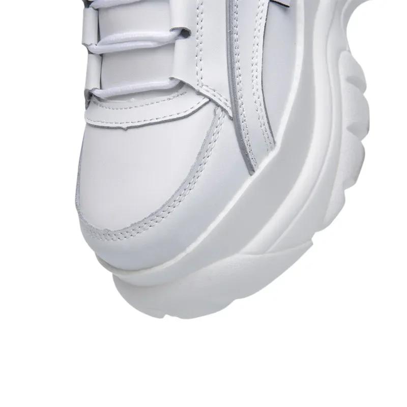 Tênis da Moda de Sola Grossa Feminino Harajuku Retrô Velho Sapatos de Plataforma Casual Confortável Respirável Aumentado Sapatos Brancos Femme Zapatos