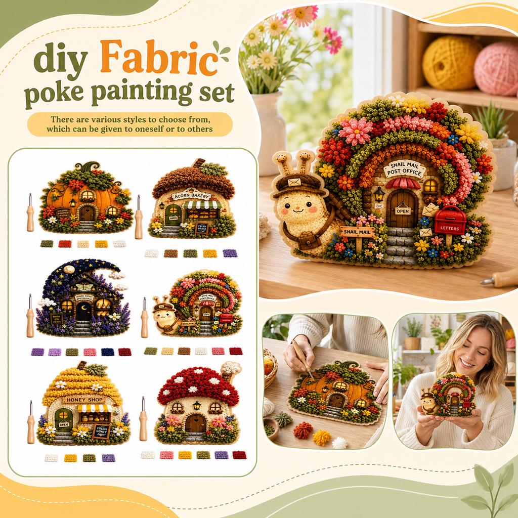 Village 3D Punch Needle Embroidery Kit for Adults Beginners DIY Fabric Set