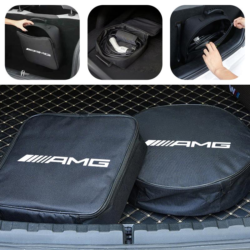 For AMG Car Styling Portable Charger Plugs Storage Carry Bag Charging Gun Organizer Mercedes Benz GLC GLE GLK W190 W201 C180