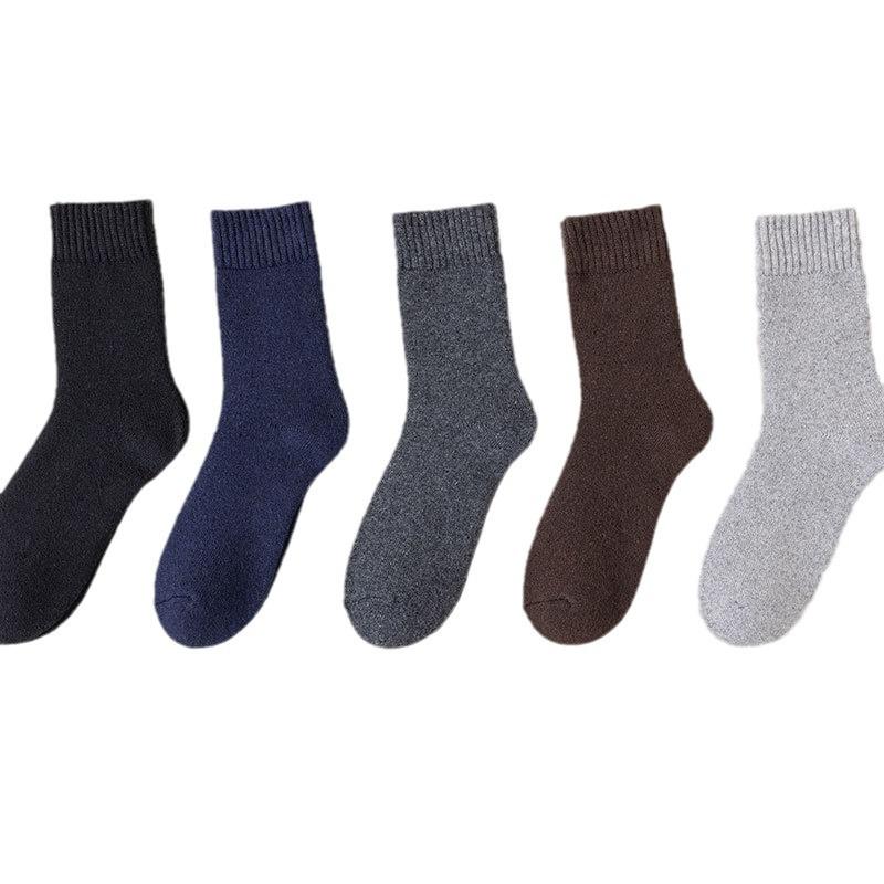 Men's Cold-Resistant Wool Mid-Tube Winter Socks, Thick and Warm Plus Velvet Terry Cashmere Socks