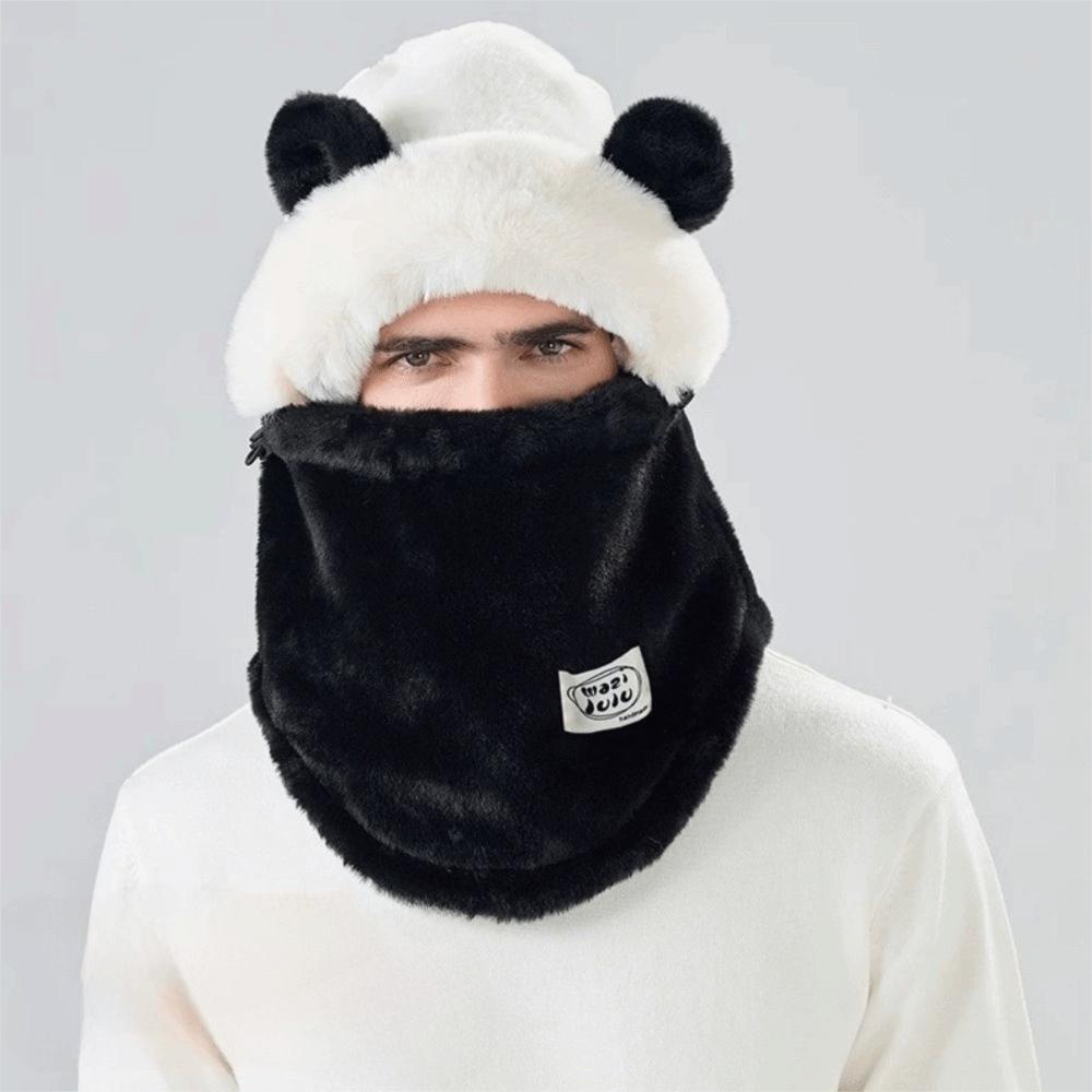Plush Winter Integrated Scarf Cap Anti-cold Pullover Mask Cap Fashion Mask Woolen Hat Women