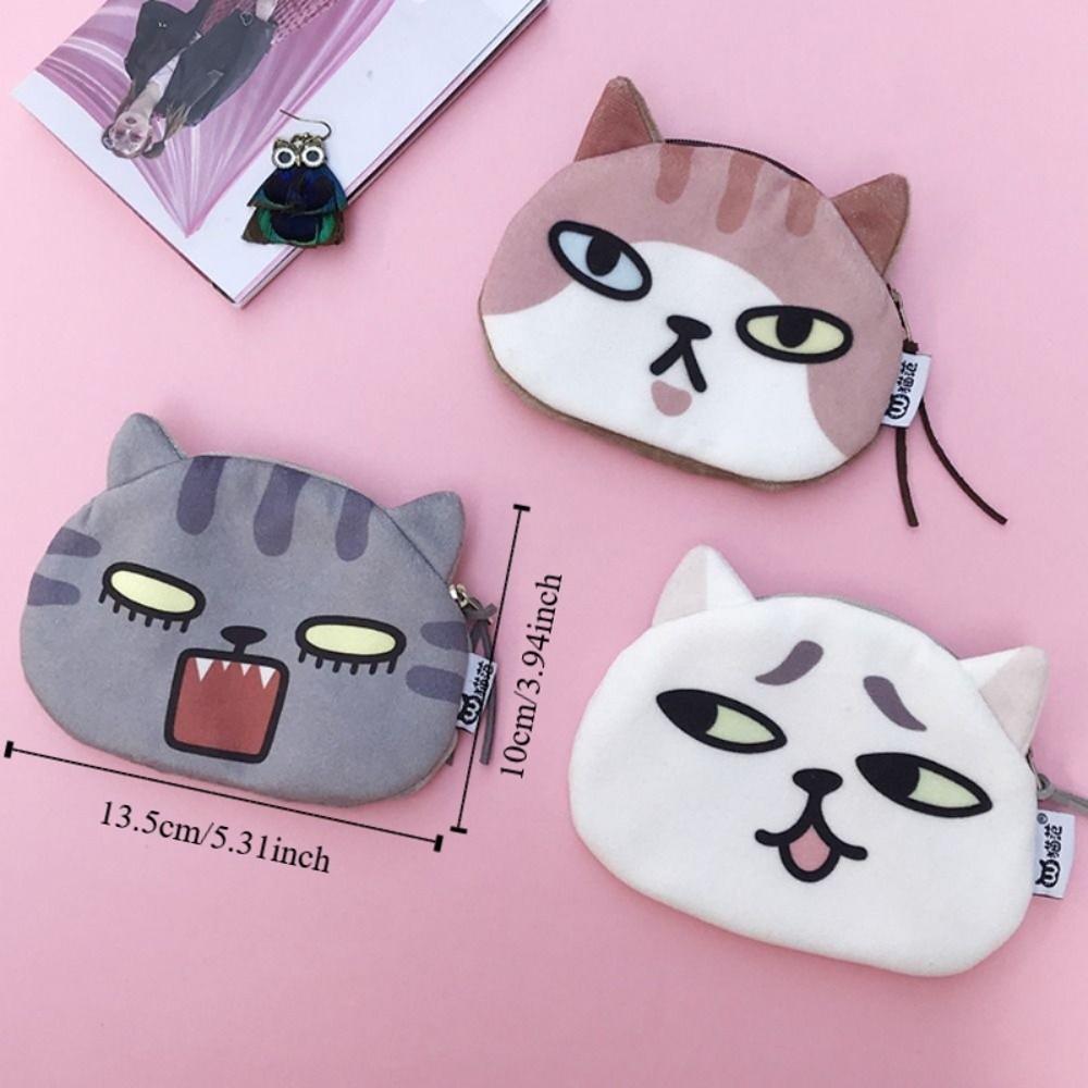Cat Expression Cat Earphone Bags Cute Pattern Change Storage Bag Lipstick Cosmetic Bag  Children