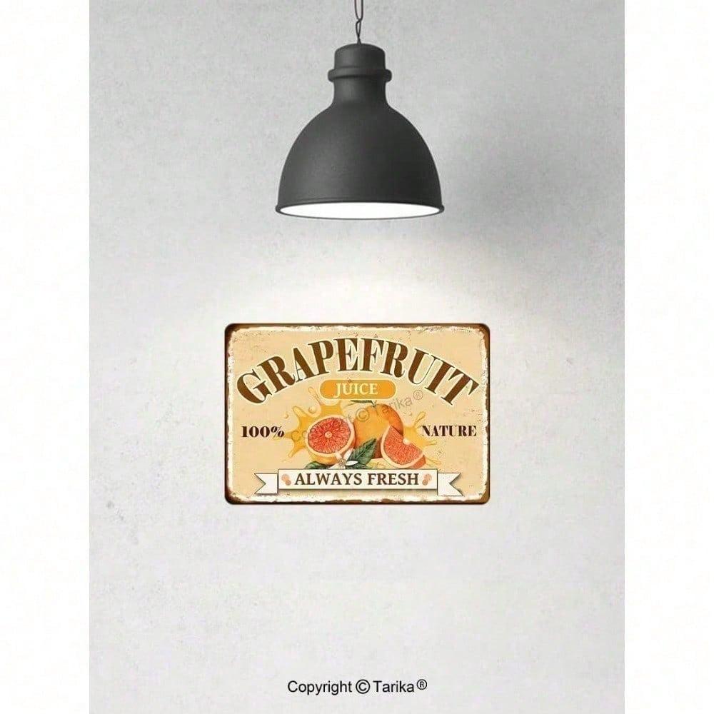 Vintage Retro Metal Tin Sign 8x12 Inch Rustic Grapefruit Juice Kitchen Wall Art Decor for Home Bar Man Cave