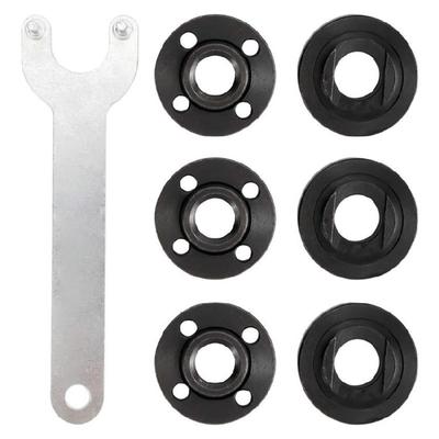 Flange Nut and Wrench Set For Angled Grinders 7PCS Alloy Steel Lock Nuts Professional Lubricated Finish Secure Grip