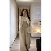 Winter Two-Piece: Slimming Lace Base Layer & Age-Reducing Floral Suspender Pants