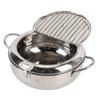 Stainless Steel Fryer Pot with Thermometer Lid Oil Drip Drainer Rack Multifunctional Deep Frying