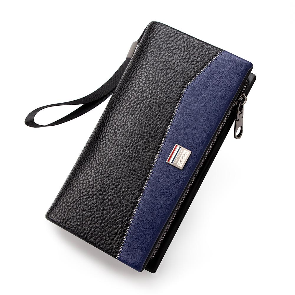 Men's Cross-Border Patchwork Creative Wristlet: Minimalist Business Clutch with Large Capacity for Mobile Devices.