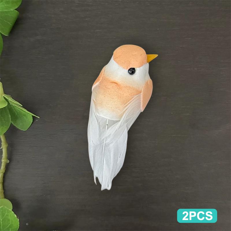 2Pcs Cute Artificial Birds Fake Foam Animal Simulation Feather Birds Models Tit Diy Craft Home Garden Floral Ornament Decoration