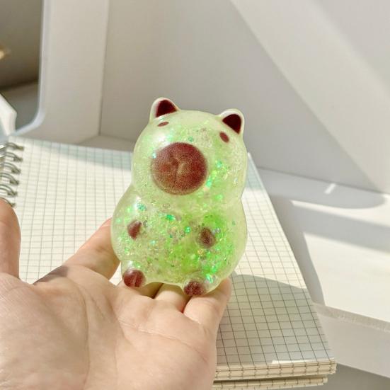 Glitter Capybara Sugar Stress Ball Anxiety Relief Clear Capybara Squeeze Toy Stretchy Slow Rising Relaxing Animal Pinch Fidget Toy