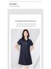 Light Oxygen Minimalist Denim Half-Zip Dress Short Loose A-Line Skirt for Women