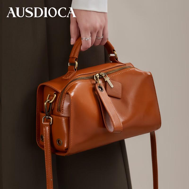 AUDIJIA Women's Genuine Leather Boston Pillow Bag