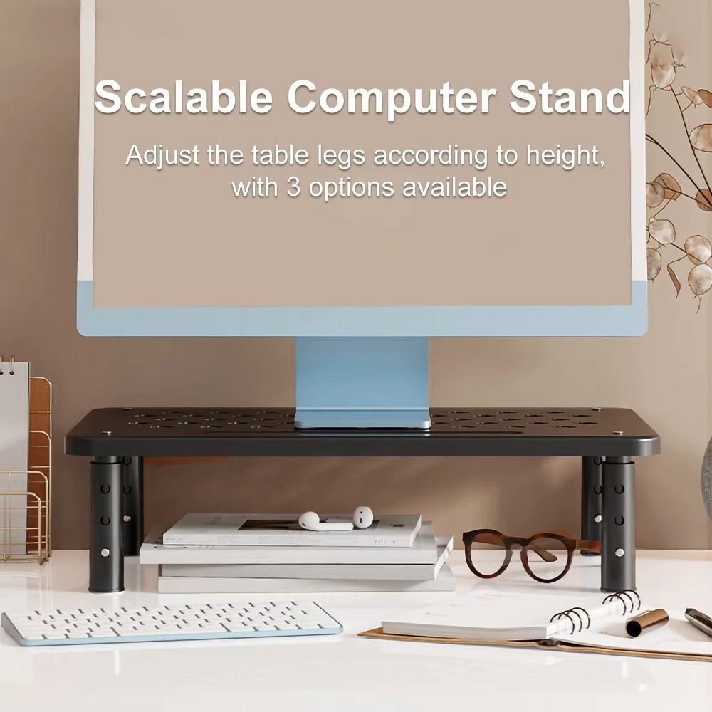 Steel Construction Computer Monitor Riser Airflow Vents Computer Monitor Holder  Workplace