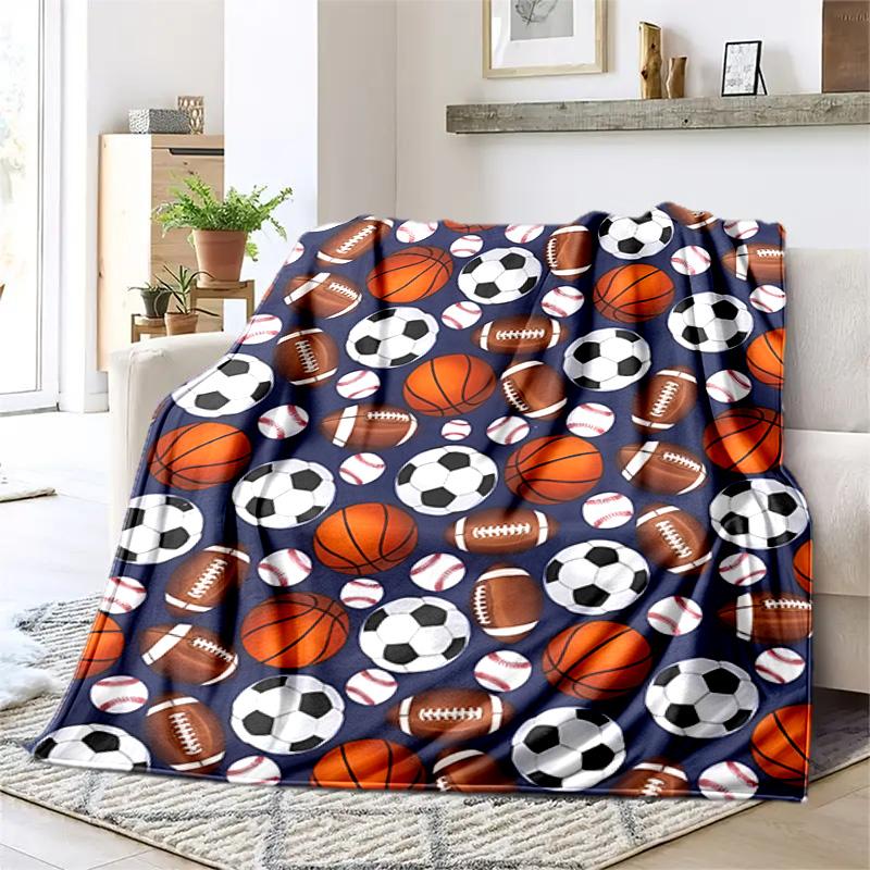 1PC Soccer, basketball, colorful water and fire pattern blanket, all season lightweight home office outdoor nap multifunctional blanket