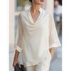2026 Womens Flowy Chiffon Blouse With Wide Neckline Loose Fit Casual Shirt
