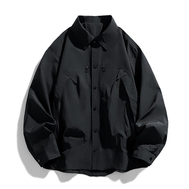 

Мужская рабочая одежда, рубашка с лацканами, куртка, свободная, повседневная, красивая, универсальная, куртка высокого класса L чёрный