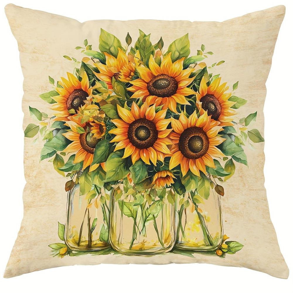 

Наволочка с подсолнухом: Яркие цветы, жизнерадостные узоры и домашние пожелания, Наволочка для диванной подушки, Декор комнаты для спальни 16x16in 40x40cm