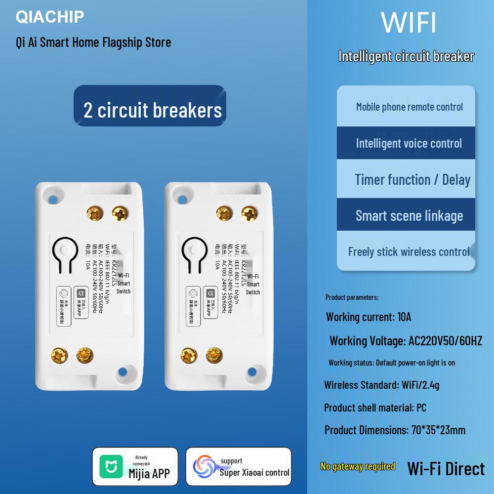 Smart WiFi Switch Connects To Mijia App for Remote Control and Xiao Ai Voice Command Support.