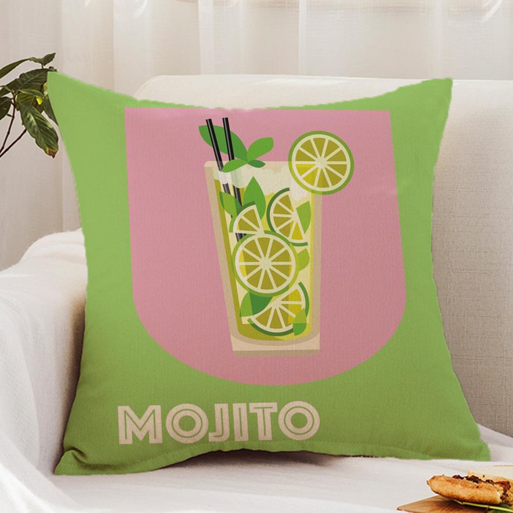 Classic Art Mojito Cocktail Cushion Cover Premium Comfort Reversible Pillow Cover - Dual - Use Design for Home & Car