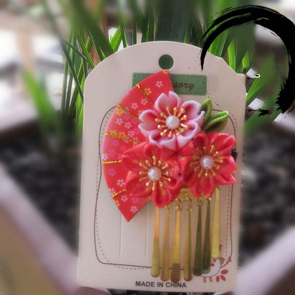 Sakura Tassel Fan Hairpin Tassels Japanese Kimono Headwear Lovely Girls