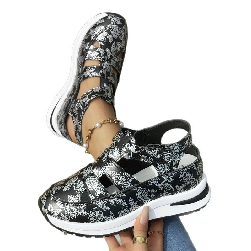 Damen Flats mit Ausschnitt in weiter Weite, Atmungsaktive Freizeitschuhe mit Klettverschluss, Minimalistische Slipper für Damen