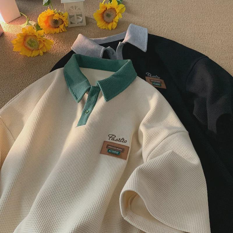 

Men s Retro Trend Short-Sleeve Heavy Cotton Polo Shirt XL зелений