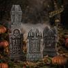 Fall Yard Scene Set, 5 Foam Grave Marker Pieces for Porch Entry Lawn Garden Display, Party Use, Outdoor Themes,