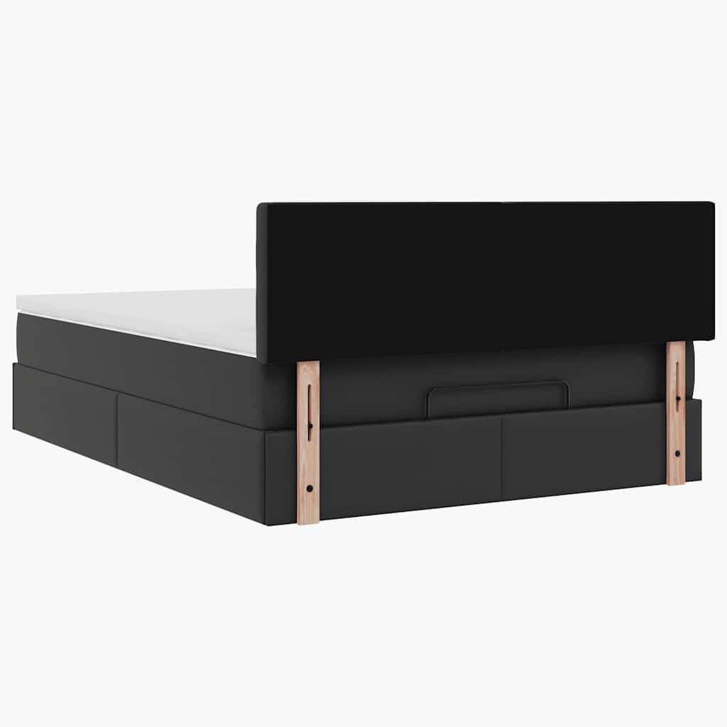 Ottoman Bed with Mattress Black 140x190 cm Faux Leather
