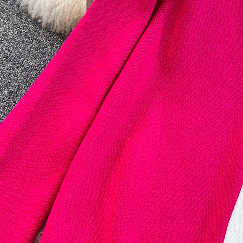 JPNTKY Fashion Set: Long-sleeved, Contrasting Color, V-neck Knitted Cardigan, Two-piece Set, High-waisted, Straight-leg, Wide-leg Pants