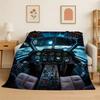 Cockpit Cabin Aircraft Control Dashboard Flannel Blanket Soft Throw Blanket for Bedroom Living Room Bed Travel Picnic Nap Cover