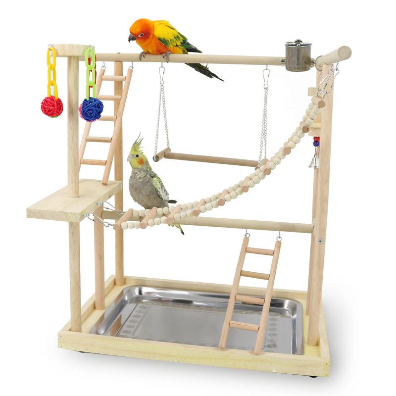 Parrot Interactive Playground Parrot Training Solid Wood Stand Stand Pole Bird Supplies Bird Shelf Parrot Stand Stick