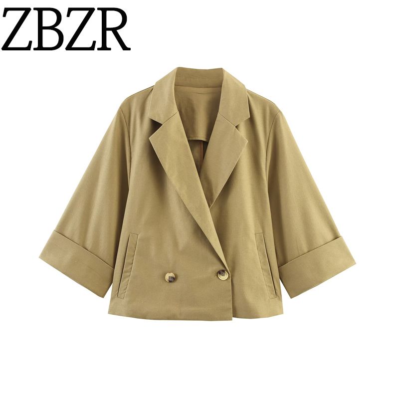Zbzr Autumn New Women clothes Western Style Fashion Temperament Simple Linen Short Blazers 8141709