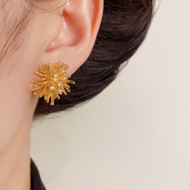 Dandelion Fireworks Stud Earrings: Chic and Versatile Contemporary Design