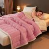 Coral Fleece Autumn Winter Warm Blankets for Bed 3 Layers Thicken Flannel Blanket Quilt Soft Comfortable Washable Warmth Quilts