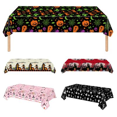 Halloween Tablecloth Spooky Ghost Printed Plastic Tablecloth Waterproof Indoor Outdoor Backdrop Banner